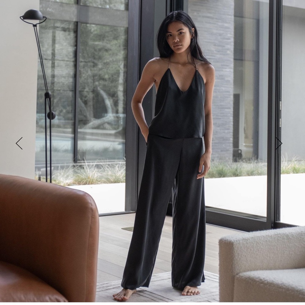 Lunya black washable silk cami set
